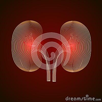 Kidney disease silhouette icon. Stones in the kidneys. Pyelonephritis. Urolithiasis disease Stock Photo