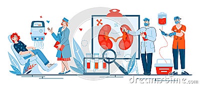 Kidney failure, pyelonephritis and other urology diseases treatment, cartoon vector Vector Illustration