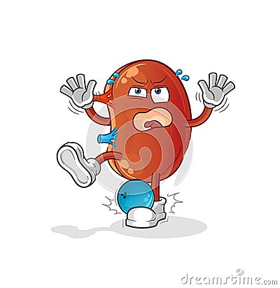 Kidney hiten by bowling cartoon. cartoon mascot vector Vector Illustration