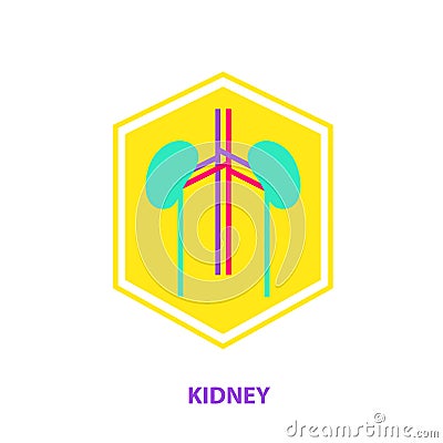 Kidney logo template. Silhouette human anatomy nephrology. Vecto Cartoon Illustration