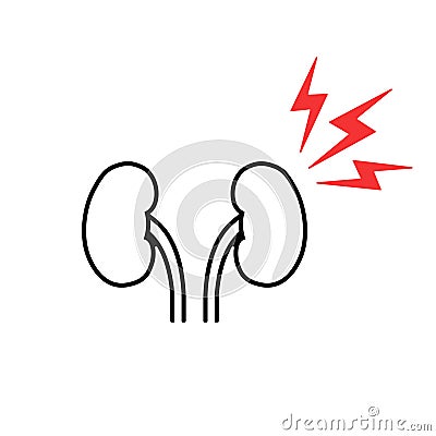 Kidney pain related icon in linear style. Vector Illustration