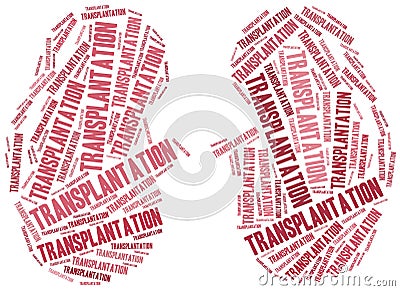 Kidney transplantation. Word cloud illustration. Cartoon Illustration