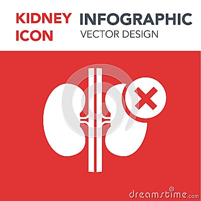 Kidneys organ illustration infographic icon simple vector concept Vector Illustration