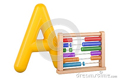 Kids ABC, Letter A with abacus. 3D rendering Stock Photo