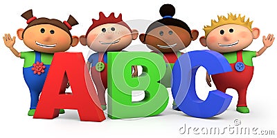 Kids with ABC letters Cartoon Illustration