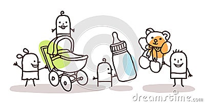 Kids with accessories Vector Illustration