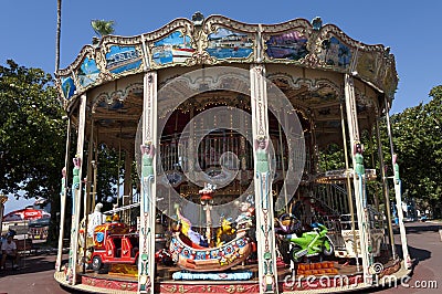 Grand Carousel at la Croisette boulevard in Cannes Editorial Stock Photo