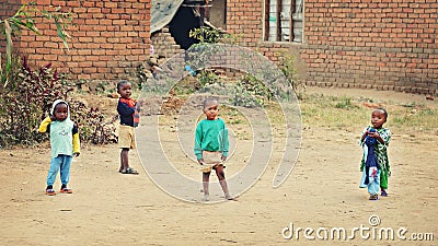 Kids in African Village Editorial Stock Photo