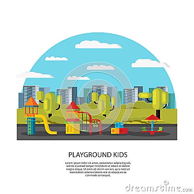 Kids Amusement And Entertainment Concept Vector Illustration