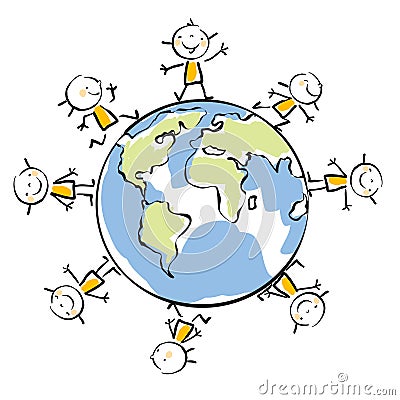 Kids around the globe Vector Illustration