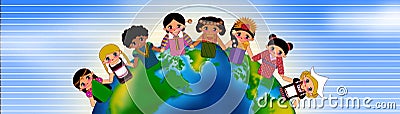 Kids around the world Cartoon Illustration