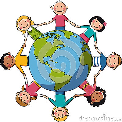 Kids around the World - Europe & Africa Vector Illustration