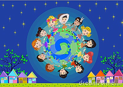 Kids around the world Vector Illustration