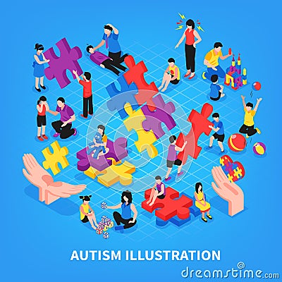 Autism Isometric Illustration Vector Illustration