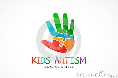 Kids Autism Hand logo. Vector Illustration Vector Illustration