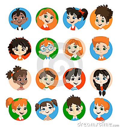 Kids avatar collection. Cartoon Illustration