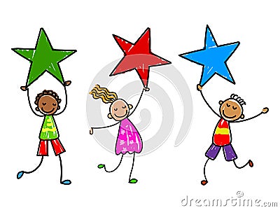 Kids with awards.Star kids vector illustration. Vector Illustration