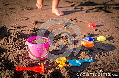 Kids beach toys Stock Photo