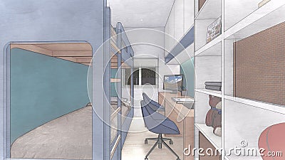 Simple Kids Bedroom in apartement Stock Photo