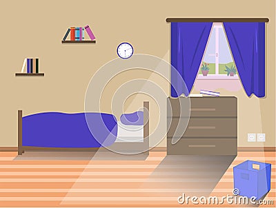 Kids bedroom interior with bed Cartoon Illustration