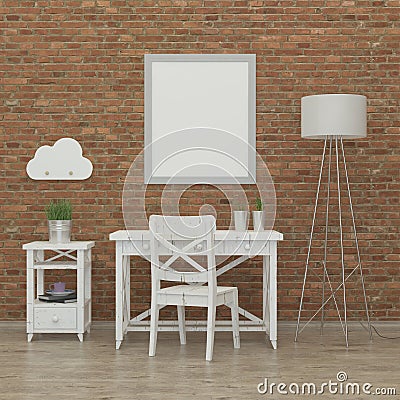 Kids bedroom interior 3d rendering image Stock Photo