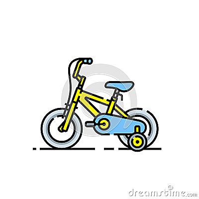 Kids bicycle line icon Vector Illustration