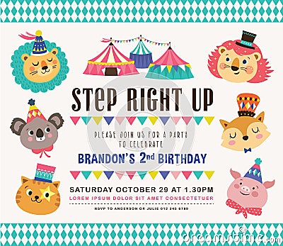 Kids birthday invitation card Vector Illustration