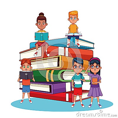 Kids and books cartoons Vector Illustration