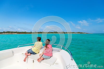 Kids at boat tour Stock Photo