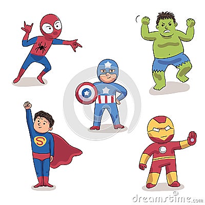 Vector character illustration of kids carnival suits Vector Illustration