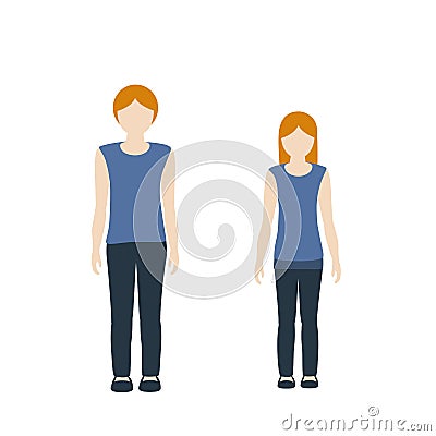 Kids character boy and girl light skin color and red hair Vector Illustration