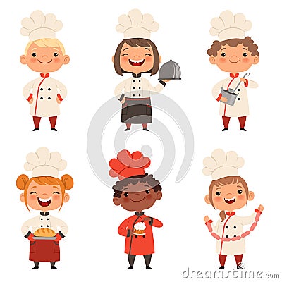 Kids characters prepare food Vector Illustration