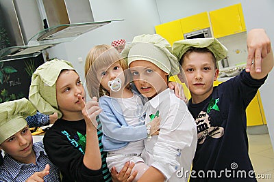 Kids at charity party in school Editorial Stock Photo