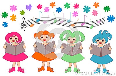 Kids Choir Vector Illustration