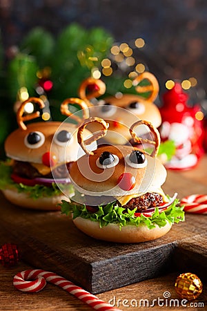 Kids Christmas burger Reindeer Sloppy Joe Stock Photo