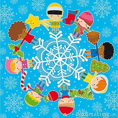 Kids with christmas elements Vector Illustration