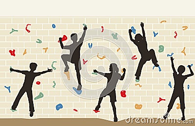 Kids climbing wall Vector Illustration
