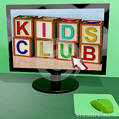 Kids Club Blocks On Computer Stock Photo