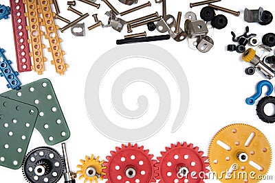 Kids construction toys tools , Colorful toy tools. Stock Photo