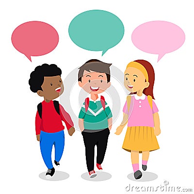 Kids in Conversation Vector Illustration