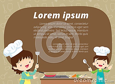 Kids Cooking class Vector Illustration