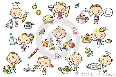 Kids Cooking Set Vector Illustration