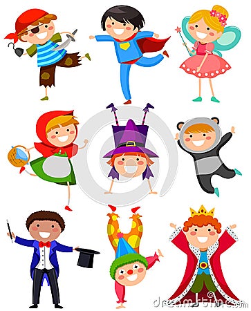 Kids in costumes Vector Illustration
