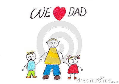Childs crayon drawing of a Father`s Day card Stock Photo