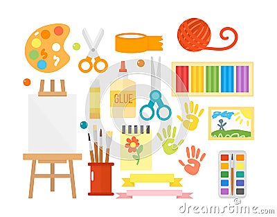 Kids creativity creation symbols vector set. Vector Illustration