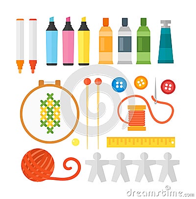 Kids creativity creation symbols vector set. Vector Illustration