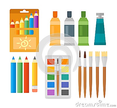 Kids creativity creation symbols vector set. Vector Illustration