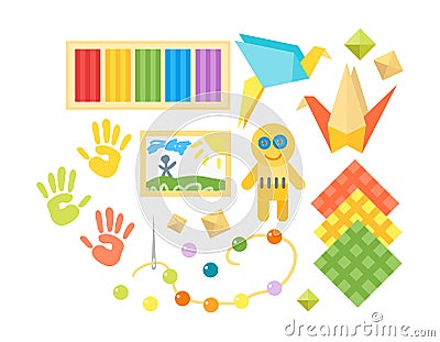Kids creativity creation symbols vector set. Vector Illustration