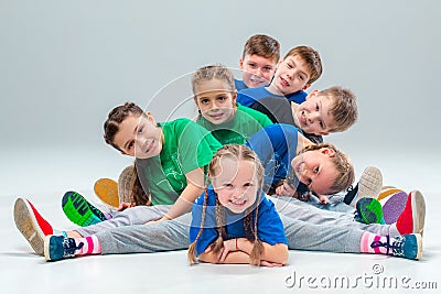 The kids dance school, ballet, hiphop, street, funky and modern dancers Stock Photo