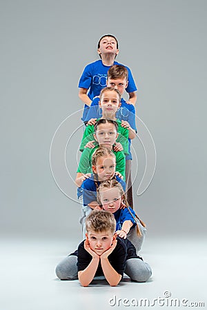 The kids dance school, ballet, hiphop, street, funky and modern dancers Stock Photo